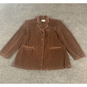 VTG Newport News Womens 14 Brown Button Front‎ Corduroy Retro Blazer Teacher